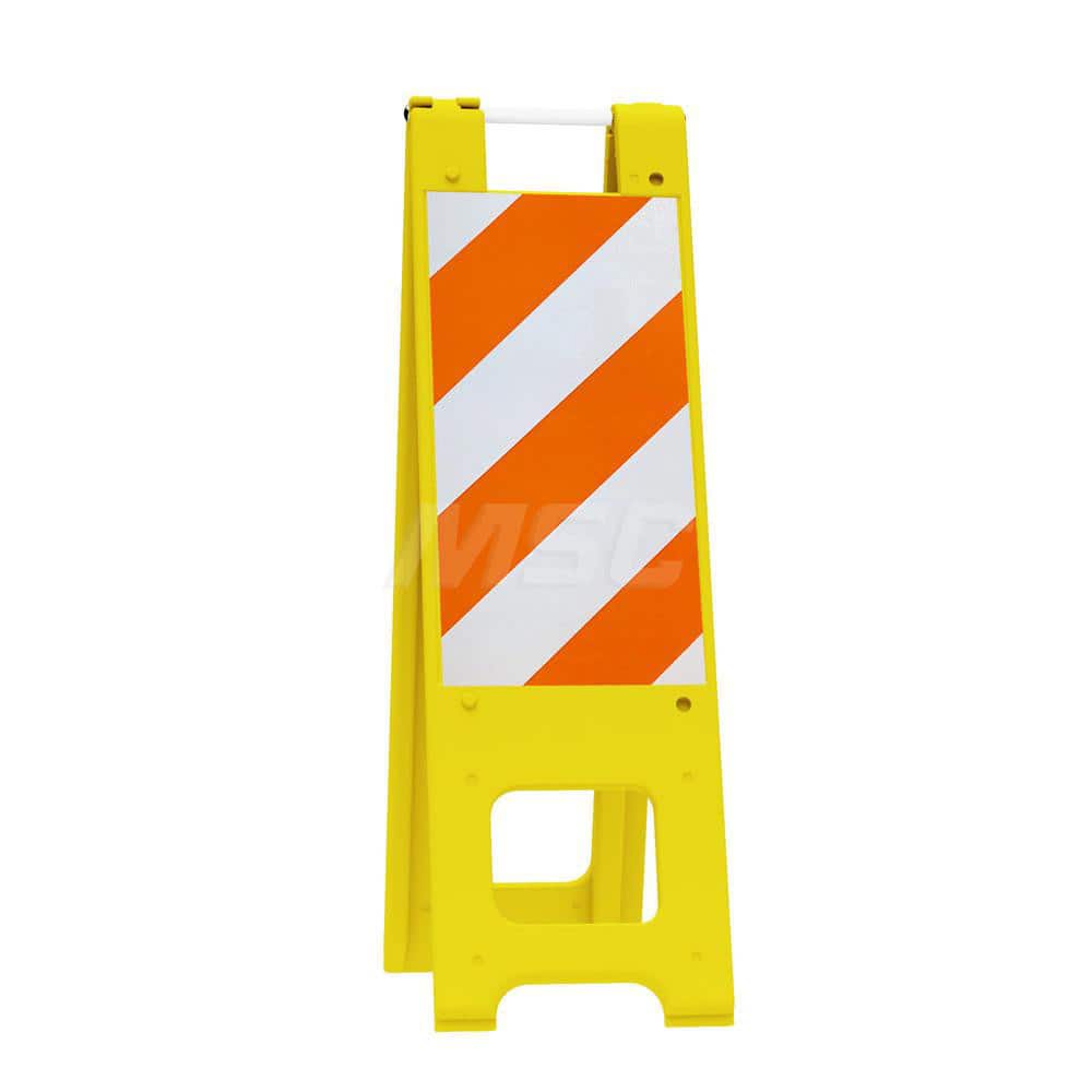 Barrier Parts & Accessories; Type: Sign Stand; Color: Yellow; Height (Decimal Inch): 45.000000; Base Material: Polyethylene; Length (Inch): 3; Width (Inch): 13; Finish/Coating: Yellow; For Use With: Indoor & Outdoor; Material: Plastic; Tape Color: Orange/