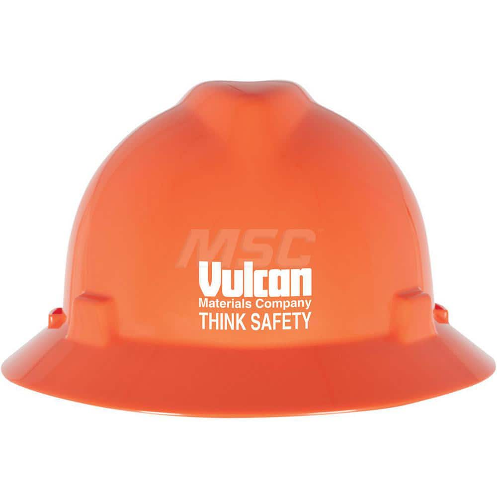Hard Hat: Electrical Protection, Heat Protection & High Visibility, Full Brim, Class E & G, 4-Point Suspension Orange, Polyethylene