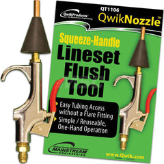 QwikNozzle Line Set Flush Tool One-Hand Operation with Squeeze-Type Nozzle