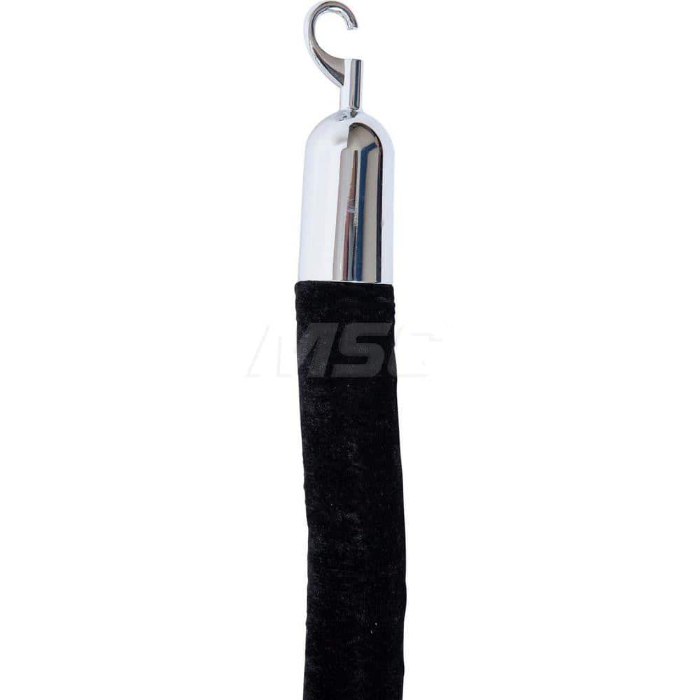 Velour Hanging Stanchion Rope Cotton Core, Black Rope, Polished Chrome Ends, 6ft