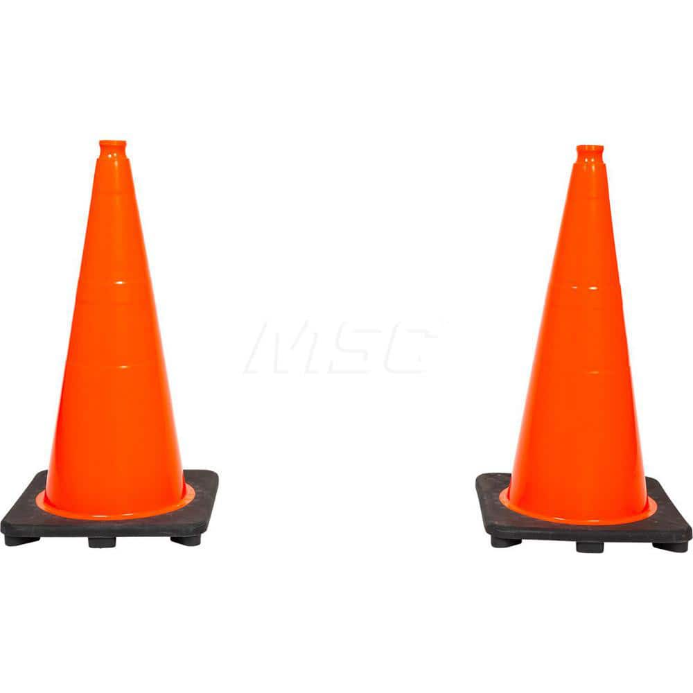 Traffic Cone: Night or High Speed Roadway, 28' Long Cone Ht, Orange, PVC