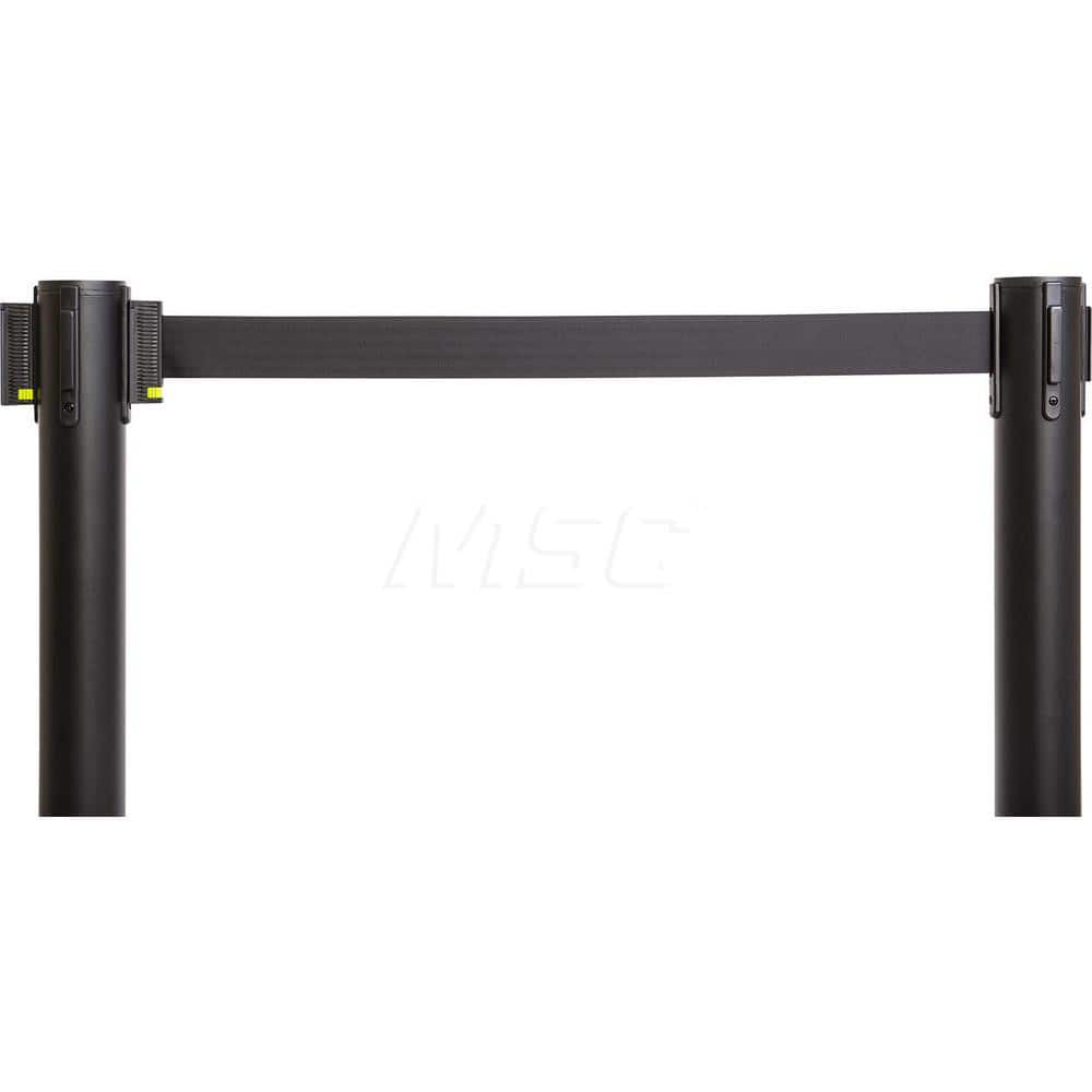 Free Standing Barrier Post: 40″ High, 2-1/2″ Dia, Steel Post Acrylonitrile Butadiene Styrene Plastic & Concrete Round & Standard Base, Black