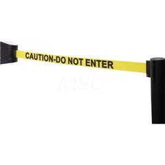 Wall Mounted Retractable Belt Barrier: Black Casing, 15' Yellow Belt: Do Not Enter