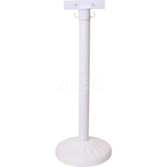 Free Standing Barrier Post: 40″ High, 2″ Dia, Plastic Post Acrylonitrile Butadiene Styrene Plastic Round Base, White