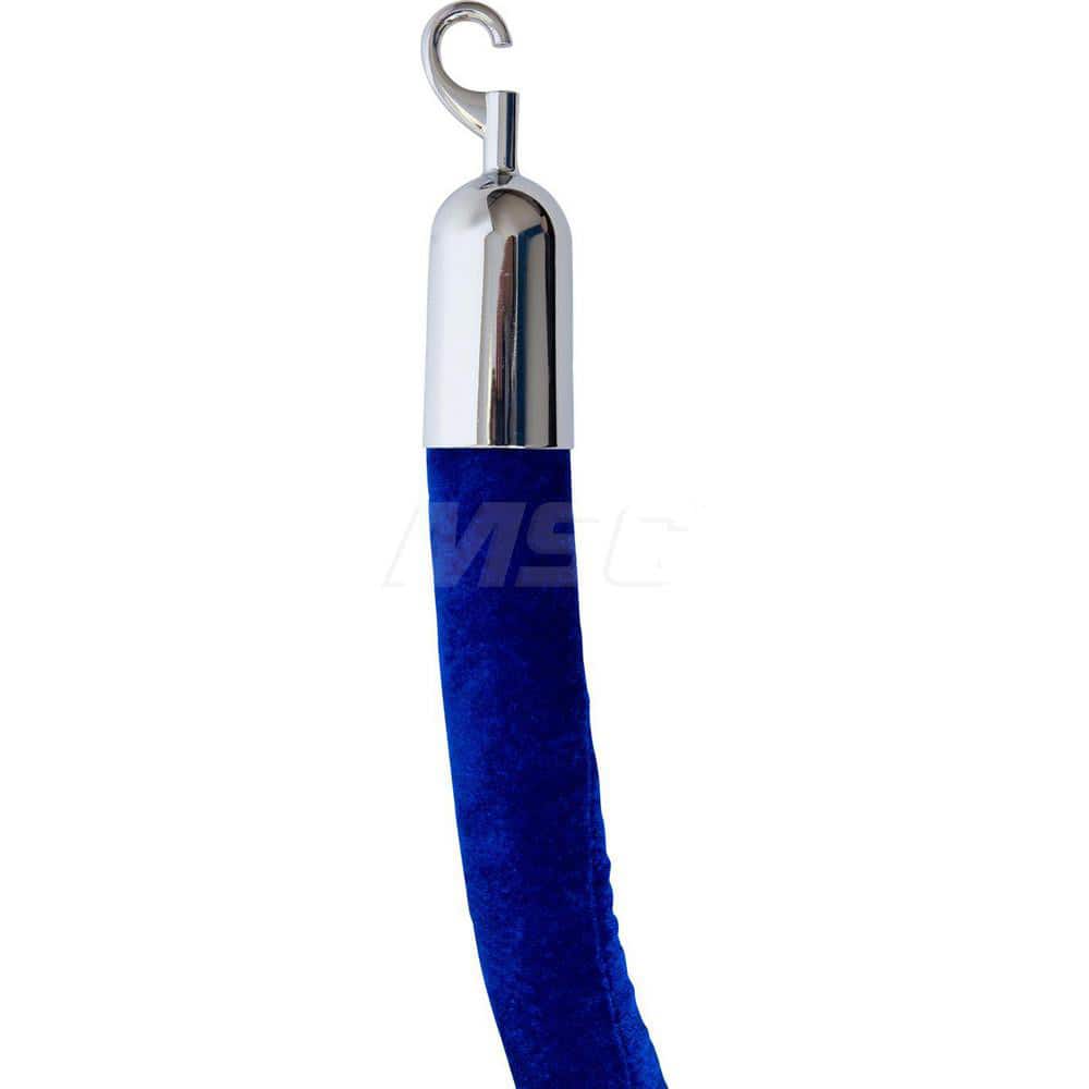 Velour Hanging Stanchion Rope Cotton Core, Blue Rope, Polished Chrome Ends, 6ft