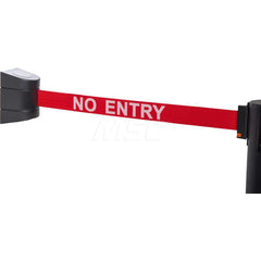 Wall Mounted Retractable Belt Barrier: Black Casing, 15' Red Belt: No Entry