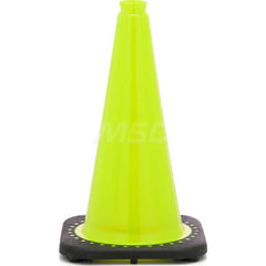 Traffic Cone: Night or High Speed Roadway, 28' Long Cone Ht, Lime, PVC