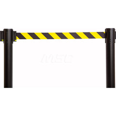 Free Standing Barrier Post: 40″ High, 2-1/2″ Dia, Steel Post Acrylonitrile Butadiene Styrene Plastic & Concrete Round & Standard Base, Black
