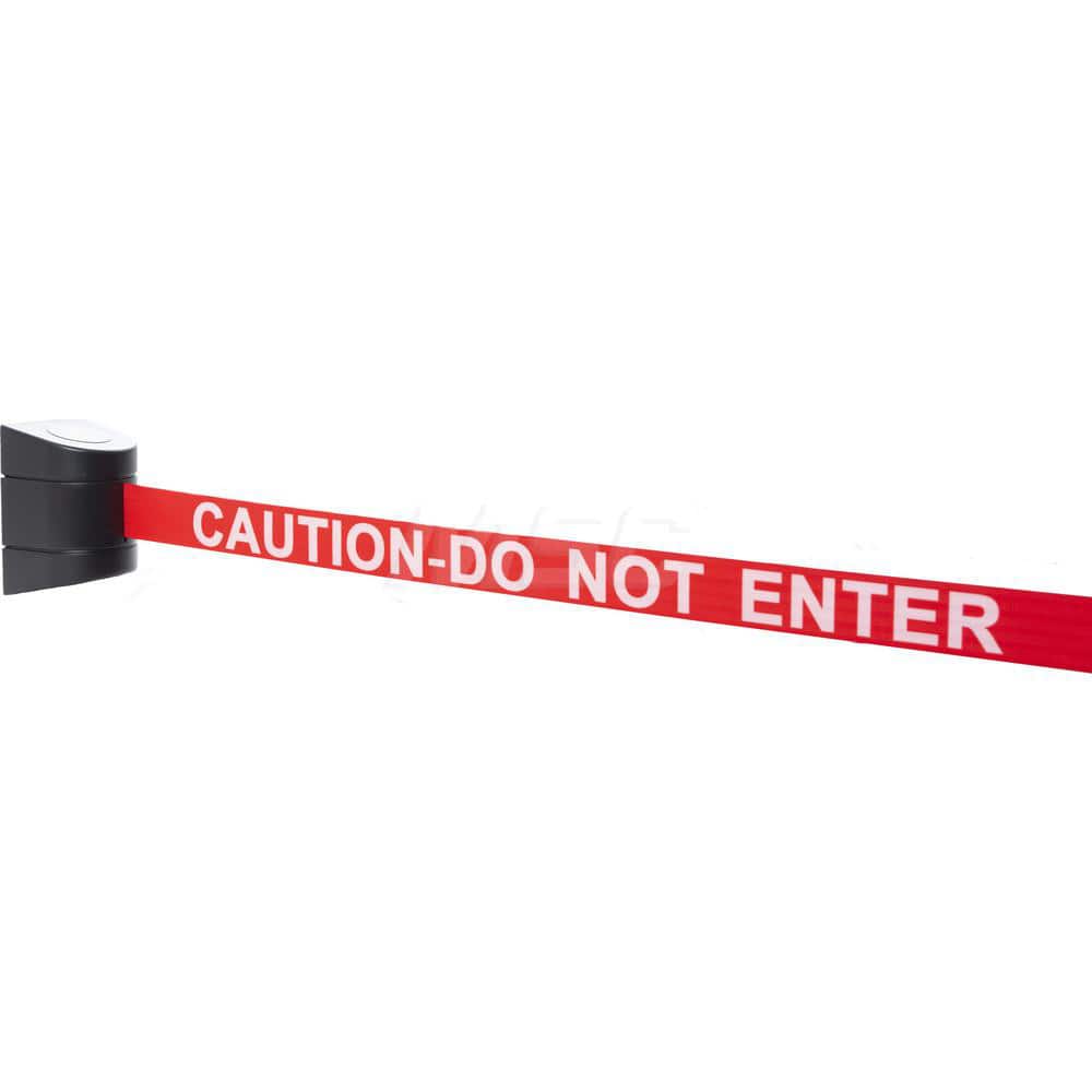 Wall Mounted Retractable Belt Barrier: Black Casing, 15' Red Belt: Do Not Enter