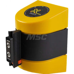 Magnetic Wall Mounted Retractable Belt Barrier: Yellow Casing, 15' Black & Yellow Diagonal Striped