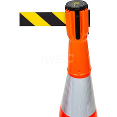 Cone-Mounted Retractable Belt Barrier, Orange casing, 11 Ft. Yellow / Black Belt ™