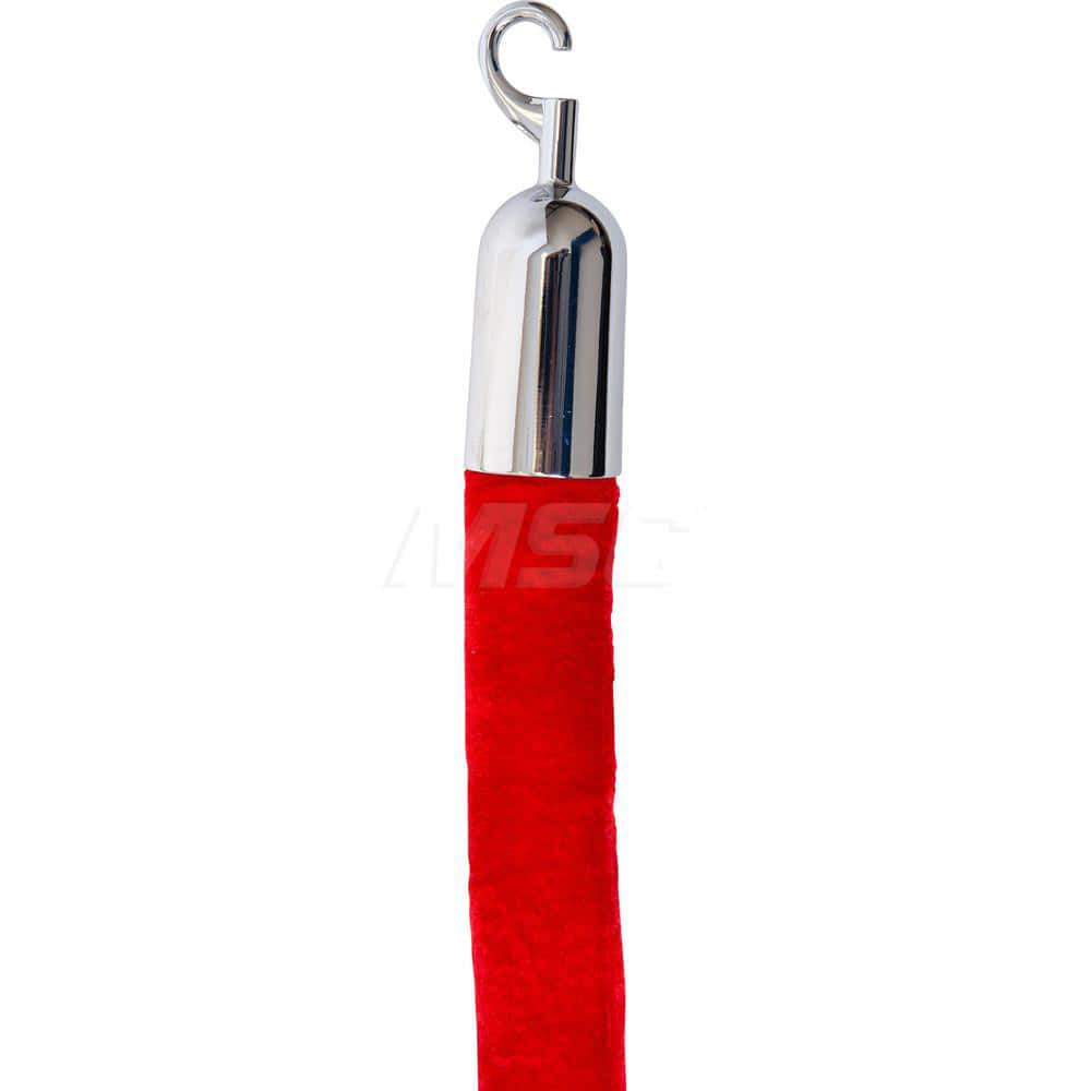 Velour Hanging Stanchion Rope Cotton Core, Red Rope, Polished Chrome Ends, 6ft