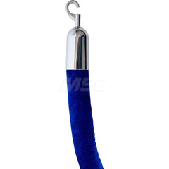 Velour Hanging Stanchion Rope Cotton Core, Blue Rope, Polished Chrome Ends, 8ft