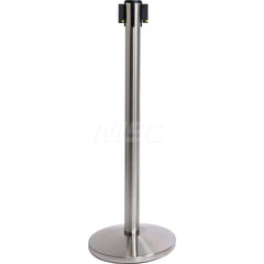 Free Standing Barrier Post: 40″ High, 2-1/2″ Dia, Steel Post Acrylonitrile Butadiene Styrene Plastic, Concrete & Stainless Steel Round & Standard Base, Satin Stainless Steel
