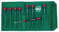 8 Piece - Precision Slotted Screwdriver Set - #26093 - Includes: .8 - 4.0mm PicoFinish - Canvas Pouch - Exact Industrial Supply