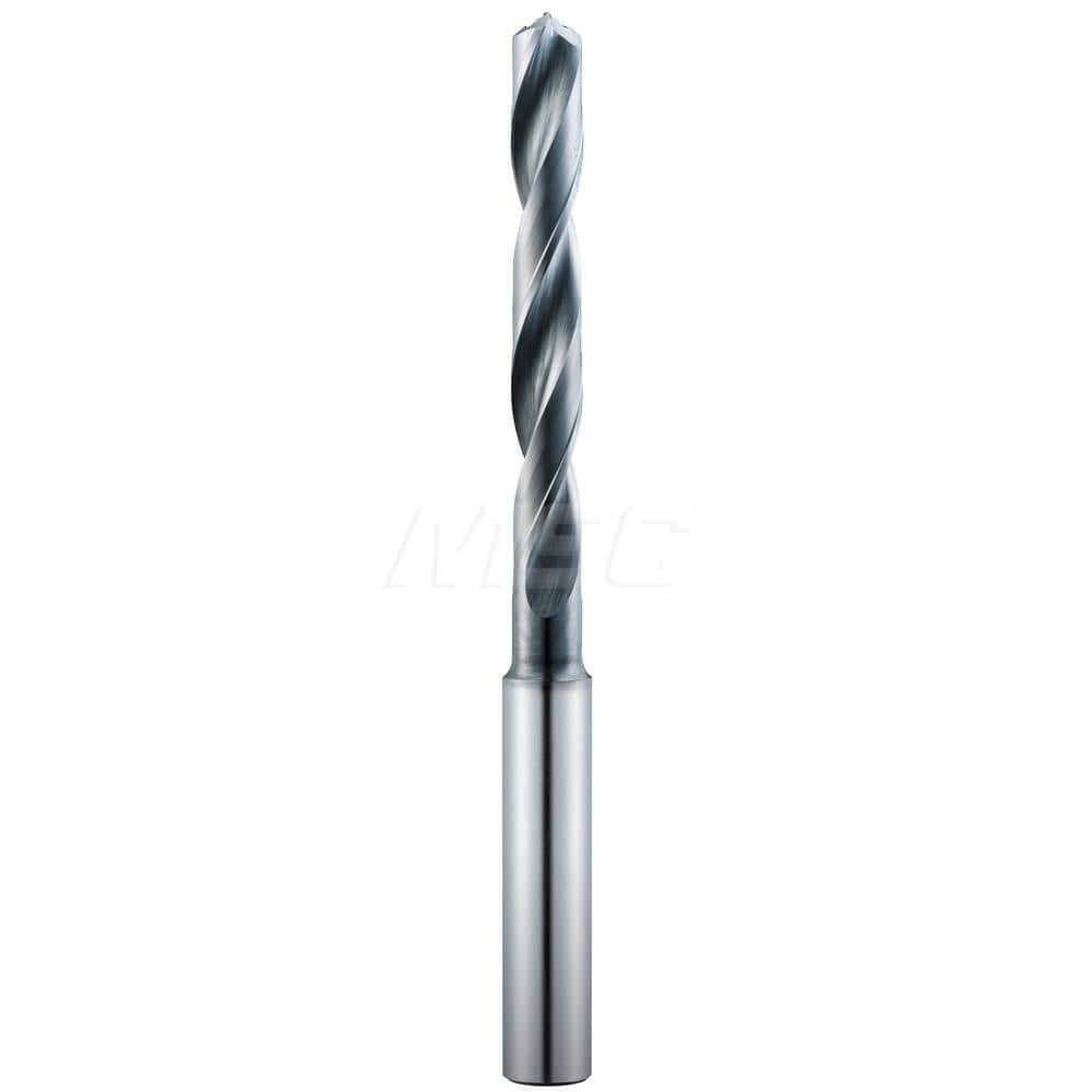 Jobber Length Drill Bit: 0.25″ Dia, 135 °, Solid Carbide Ti-NAMITE-A Finish, 3.5827″ OAL, Right Hand Cut, Spiral Flute, Straight-Cylindrical Shank, Series 143M