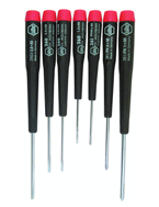 7 Piece - Precision Slotted & Phillips Screwdriver Set - #26190 - Includes: Phillips #00 - 1 Slotted 1.5 - 3mm - Exact Industrial Supply