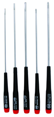 5 Piece - Precision Long Slotted & Phillips Screwdriver Set - #26192 - Includes: Slotted 2.5 - 4.0mm Phillips #0 - 1 - Exact Industrial Supply
