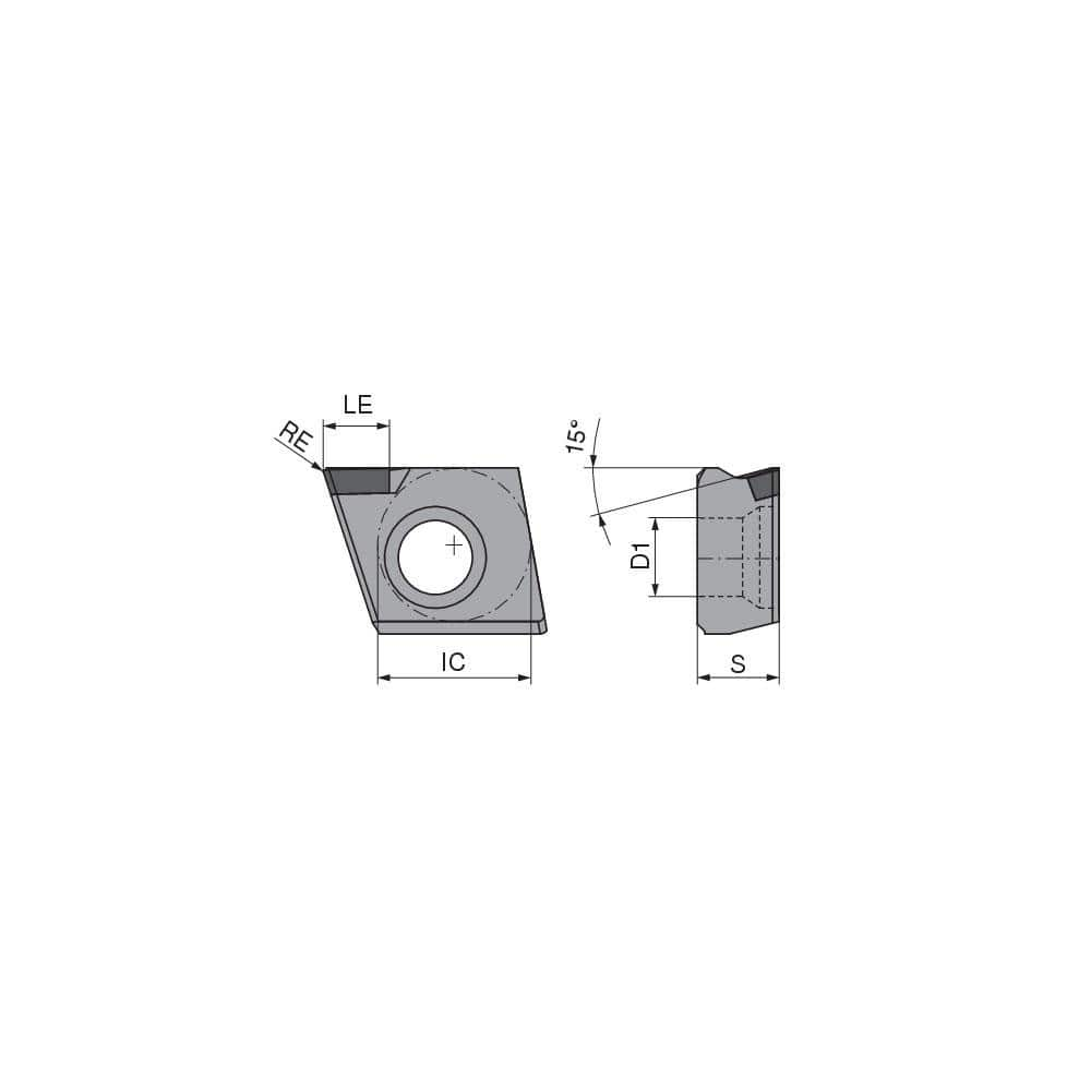 Milling Insert:  ZNHW 120508ER-1503 CTD4205,  CTD4205,  Polycrystalline Diamond N/A Finish,