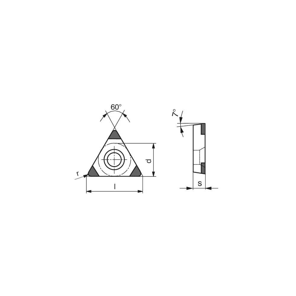 Turning Insert:  TCGW32.52EN_C3 CTBH40C,  Polycrystalline Cubic Boron Nitride TiN Finish,  Neutral,  0.0315″ Corner Radius,  60.0 &deg N/A Triangle,  Series  TCGW