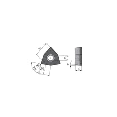 Turning Insert:  WCGW1211TN012DF3,  Polycrystalline Cubic Boron Nitride TiCN Finish,  Neutral,  0.0157″ Corner Radius,  80.0 &deg N/A Trigon,  Series  WCGW