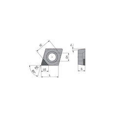 Turning Insert:  CCGW430.5FNA4Q CTDPD20,  Polycrystalline Diamond Uncoated Finish,  Neutral,  1/2″ Inscribed Circle,  0.0079″ Corner Radius,  80.0 &deg N/A Diamond,  Series  CCGW