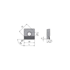 Turning Insert:  SCGT3251FNA4CB2,  Polycrystalline Diamond Uncoated Finish,  Neutral,  0.0157″ Corner Radius,  90.0 &deg N/A Square,  Series  SCGT