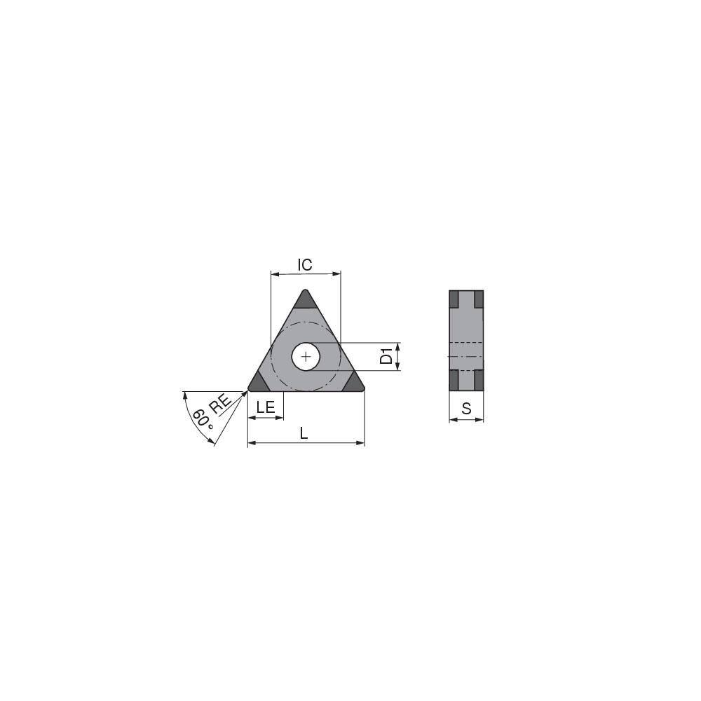 Turning Insert:  TNGA332SN013EM3,  Polycrystalline Cubic Boron Nitride TiCN Finish,  Neutral,  0.0315″ Corner Radius,  60.0 &deg N/A Triangle,  Series  TNGA