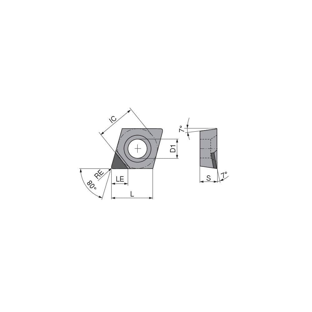 Turning Insert:  CCGT431FN_A4-Q CTDPS30,  Polycrystalline Diamond Uncoated Finish,  Neutral,  1/2″ Inscribed Circle,  0.0157″ Corner Radius,  80.0 &deg N/A Diamond,  Series  CCGT