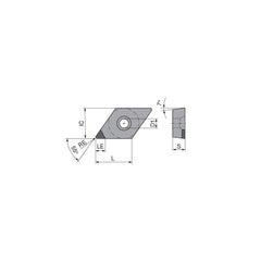 Turning Insert:  DCGW32.51FRA4Q CTDPS30,  Polycrystalline Diamond Uncoated Finish,  Right Hand,  0.0157″ Corner Radius,  55.0 &deg N/A Diamond,  Series  DCGW