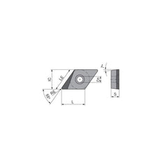 Turning Insert:  DCGT21.51FL_A6 CTDPD20,  Polycrystalline Diamond Uncoated Finish,  Left Hand,  1/4″ Inscribed Circle,  0.0157″ Corner Radius,  55.0 &deg N/A Diamond,  Series  DCGT