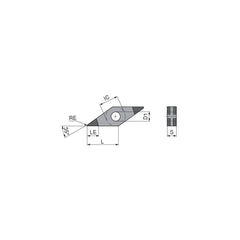 Turning Insert:  VNGA331SN013EL3,  Polycrystalline Cubic Boron Nitride TiN Finish,  Neutral,  0.0157″ Corner Radius,  35.0 &deg N/A Diamond,  Series  VNGA