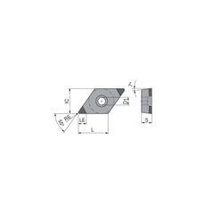 Turning Insert:  PDCGW2151SN011CB4,  Polycrystalline Cubic Boron Nitride TiN Finish,  Neutral,  1/4″ Inscribed Circle,  0.0157″ Corner Radius,  55.0 &deg N/A Diamond,  Series  DCGW