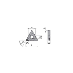 Turning Insert:  TCGW21.51FNA11 CTDPU20,  Polycrystalline Diamond Uncoated Finish,  Neutral,  1/4″ Inscribed Circle,  0.0157″ Corner Radius,  60.0 &deg N/A Triangle,  Series  TCGW