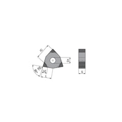 Turning Insert:  WNGA431TN020FV3,  Polycrystalline Cubic Boron Nitride Uncoated Finish,  Neutral,  1/2″ Inscribed Circle,  0.0157″ Corner Radius,  80.0 &deg N/A Trigon,  Series  WNGA