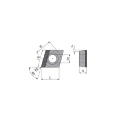 Turning Insert:  CCGW3252FLLA10 CTDPD20,  Polycrystalline Diamond Uncoated Finish,  Left Hand,  0.0315″ Corner Radius,  80.0 &deg N/A Diamond,  Series  CCGW