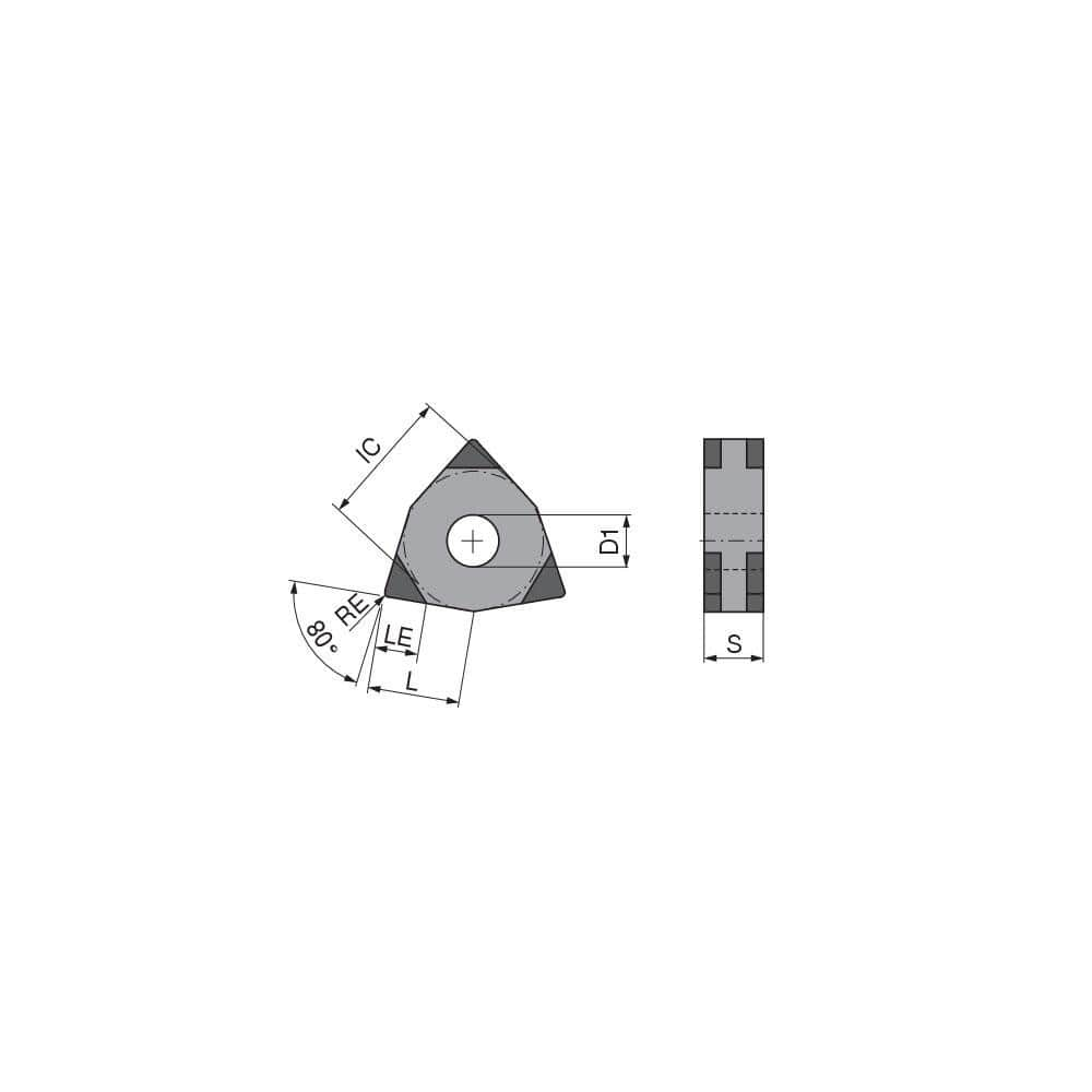 Turning Insert:  WNGA432SN011EM3Q,  Polycrystalline Cubic Boron Nitride TiN Finish,  Neutral,  1/2″ Inscribed Circle,  0.0315″ Corner Radius,  80.0 &deg N/A Trigon,  Series  WNGA