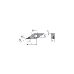 Turning Insert:  VCGW331FN_A6 CTDPU20,  Polycrystalline Diamond Uncoated Finish,  Neutral,  0.0157″ Corner Radius,  35.0 &deg N/A Diamond,  Series  VCGW