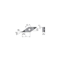 Turning Insert:  VCGW220.5FN_B4 CTBH21U,  Polycrystalline Cubic Boron Nitride TiCN Finish,  Neutral,  1/4″ Inscribed Circle,  0.0079″ Corner Radius,  35.0 &deg N/A Diamond,  Series  VCGW