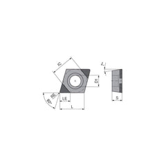 Turning Insert:  PCCGW2155ENB3 CTBH15U,  Polycrystalline Cubic Boron Nitride TiN Finish,  Neutral,  1/4″ Inscribed Circle,  0.0079″ Corner Radius,  80.0 &deg N/A Diamond,  Series  CCGW