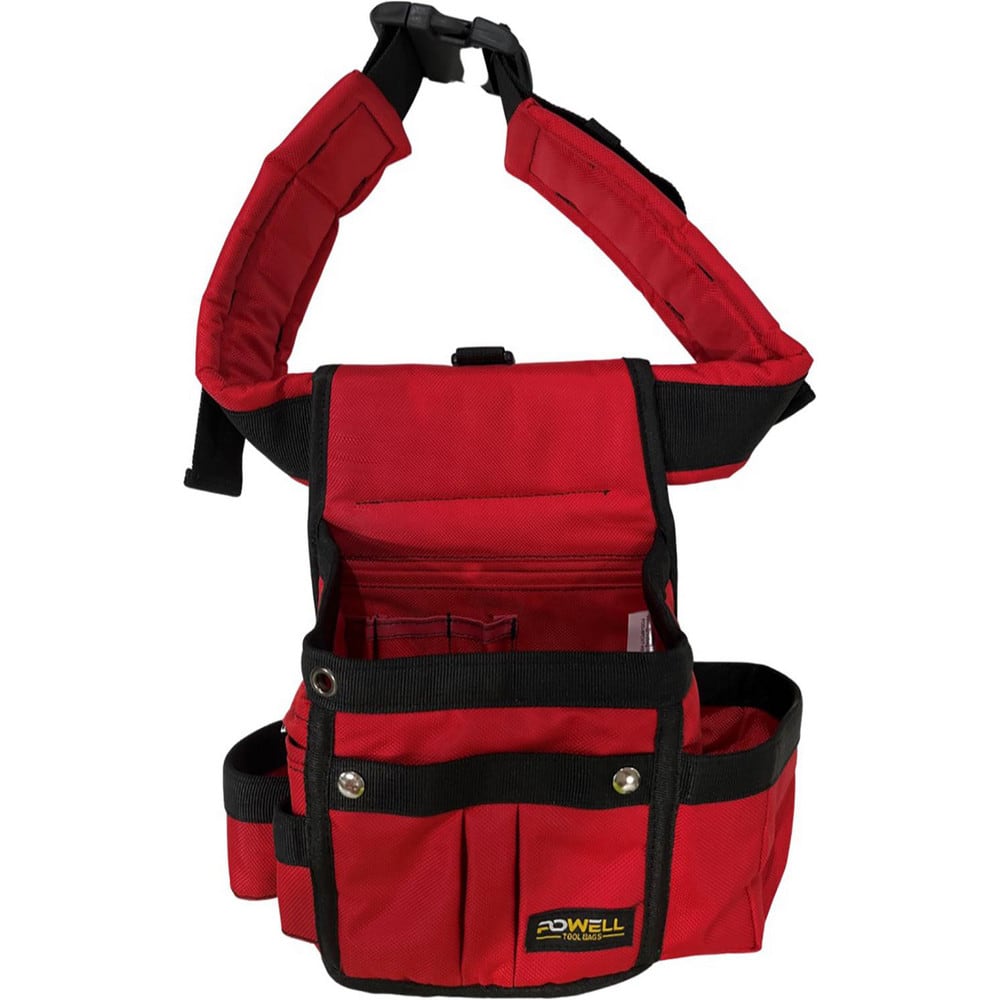 Tool Bags & Tool Totes; Closure Type: No Closure; Material: Nylon; Overall Width: 10; Overall Depth: 5 in; Overall Height: 11 in; Color: Red; Insulated: No; Features: Adjustable Waist Belt; Strong Material; Number Of Pockets: 8.000