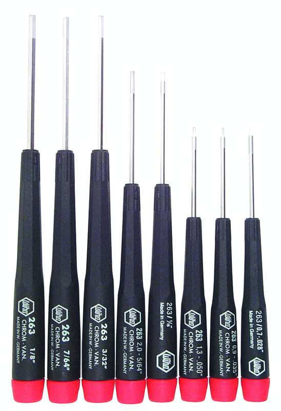 8 Piece - .028 - 1/8" - Precision Hex Screwdriver Inch Set - Exact Industrial Supply