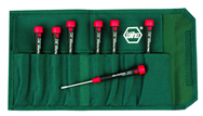 7 Piece - 1/16 - 5/32" - Pico Finish Precision Ball End Hex Inch Screwdriver Set in Canvas Pouch - Exact Industrial Supply