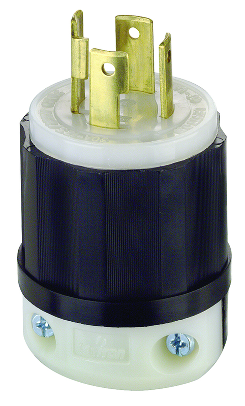 30 Amp; 125/250 Volt; NEMA L14-30P; 3P; 4W; Locking Plug; Industrial Grade; Grounding - Black-White - Exact Industrial Supply