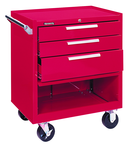 3-Drawer Roller Cabinet w/ball bearing Dwr slides - 35'' x 18'' x 27'' Red - Exact Industrial Supply