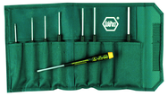 8 Piece - .050; 1/16; 5/64; 3/32; 7/64; 1/8; 9/64; 5/32" - Precision ESD Safe Hex Inch Screwdriver Set in Canvas Pouch - Exact Industrial Supply
