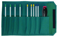 10 Piece - Drive-Loc VI Interchangeable Set - #28199 - Includes: Torx® T6 x T8; T7 x T9; T10 x T15; T20 x T25; Slotted 4.0; 6.0; Phillips #1 #2; Hex 3/32 x 7/64; 1/8 x 9/64; 5/32 x 3/16 - Canvas Pouch - Exact Industrial Supply