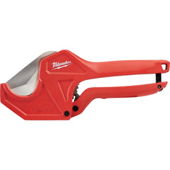 Milwaukee Tool - Pipe & Tube Cutters; Type: Ratcheting Pipe Cutter ; Maximum Pipe Capacity (Inch): 1-5/8 ; Minimum Pipe Capacity: 1/8 (Inch); Cuts Material Type: PVC ; Overall Length (Inch): 12-1/4 ; Battery Included: No