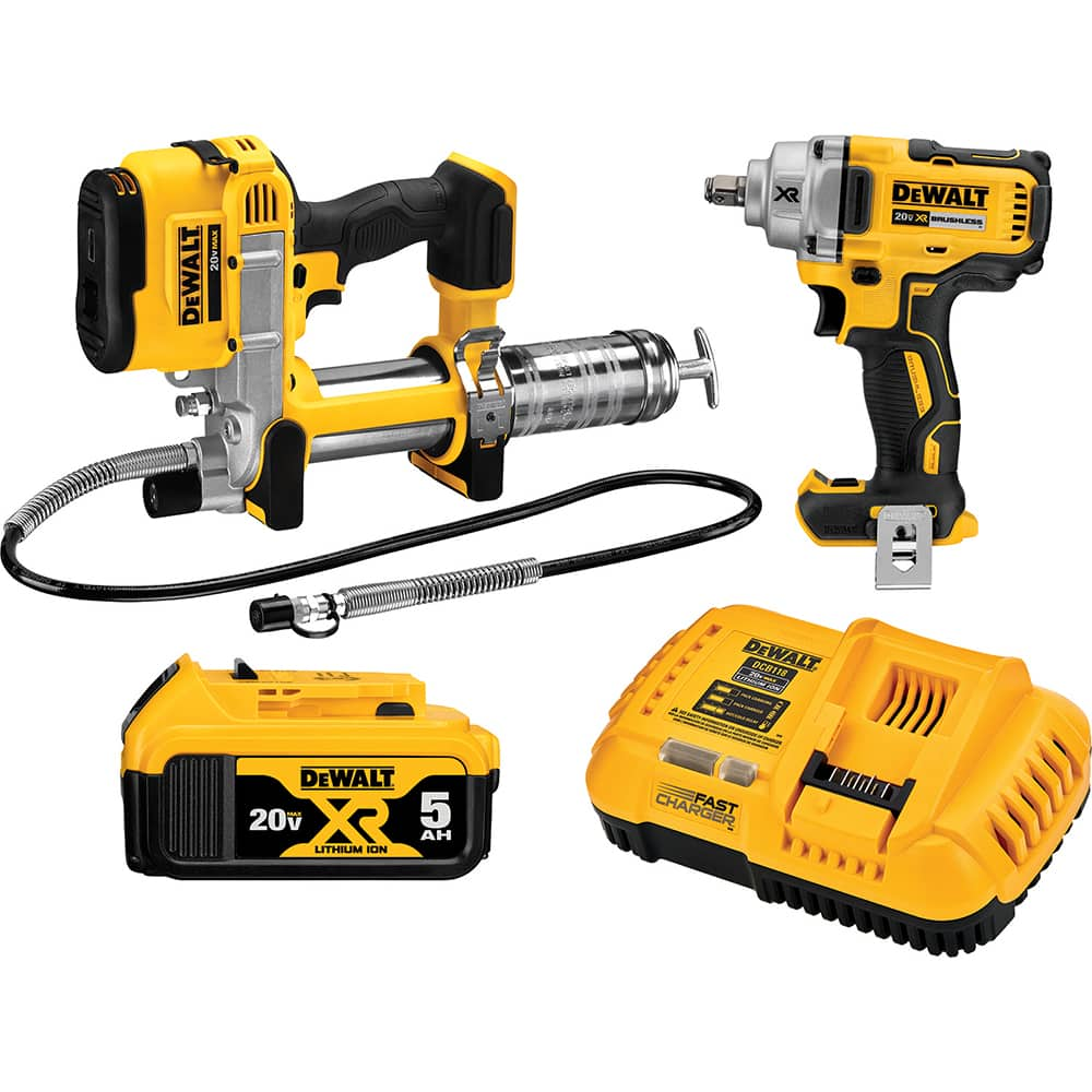 DeWALT - Cordless Tool Combination Kits; Voltage: 20 ; Tools: 1/2" Impact Wrench; Grease Gun ; Battery Chemistry: Lithium Ion ; Battery Series: 20V MAX ; Battery Included: Yes ; Number of Batteries: 1