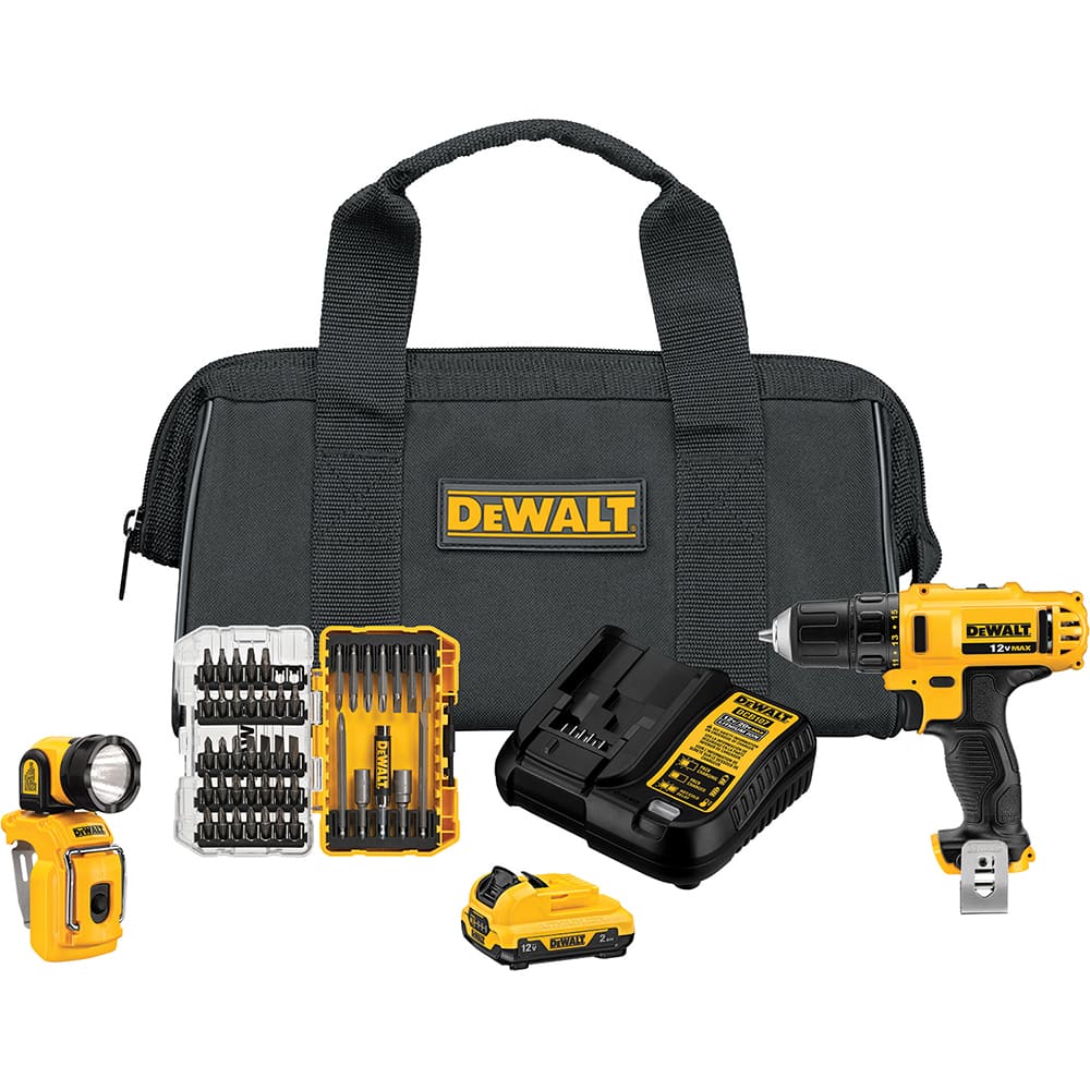 DeWALT - Cordless Tool Combination Kits; Voltage: 12 ; Tools: 3/8" Drill/Driver; Work Light ; Battery Chemistry: Lithium Ion ; Battery Series: 12V MAX ; Battery Included: Yes ; Number of Batteries: 1